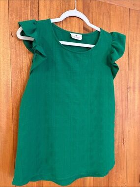Kelly Green Ruffle Sleeve Dressy Tank